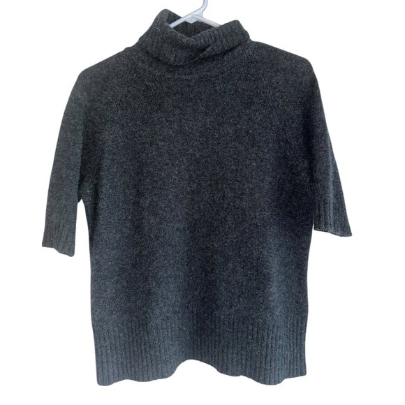 Harold’s Cashmere Womens 100% Cashmere Short Sleeve Turtleneck Sweater Sz L Gray - Picture 1 of 5